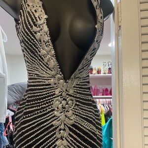 Sexy black halter black dress with slit size small